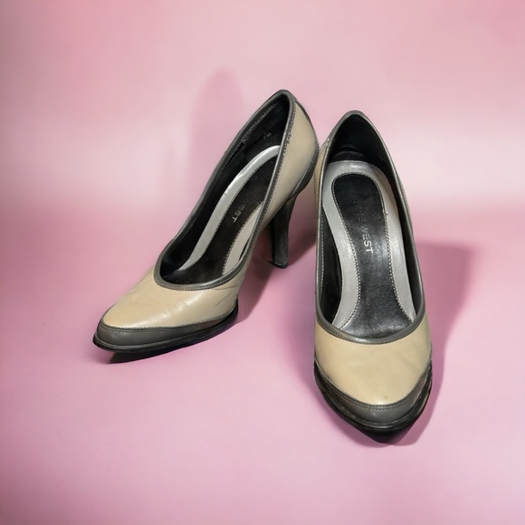 Nine West NATRIO Gray Color Block High Heel Leather Pumps Sz 7 M - Picture 5 of 7